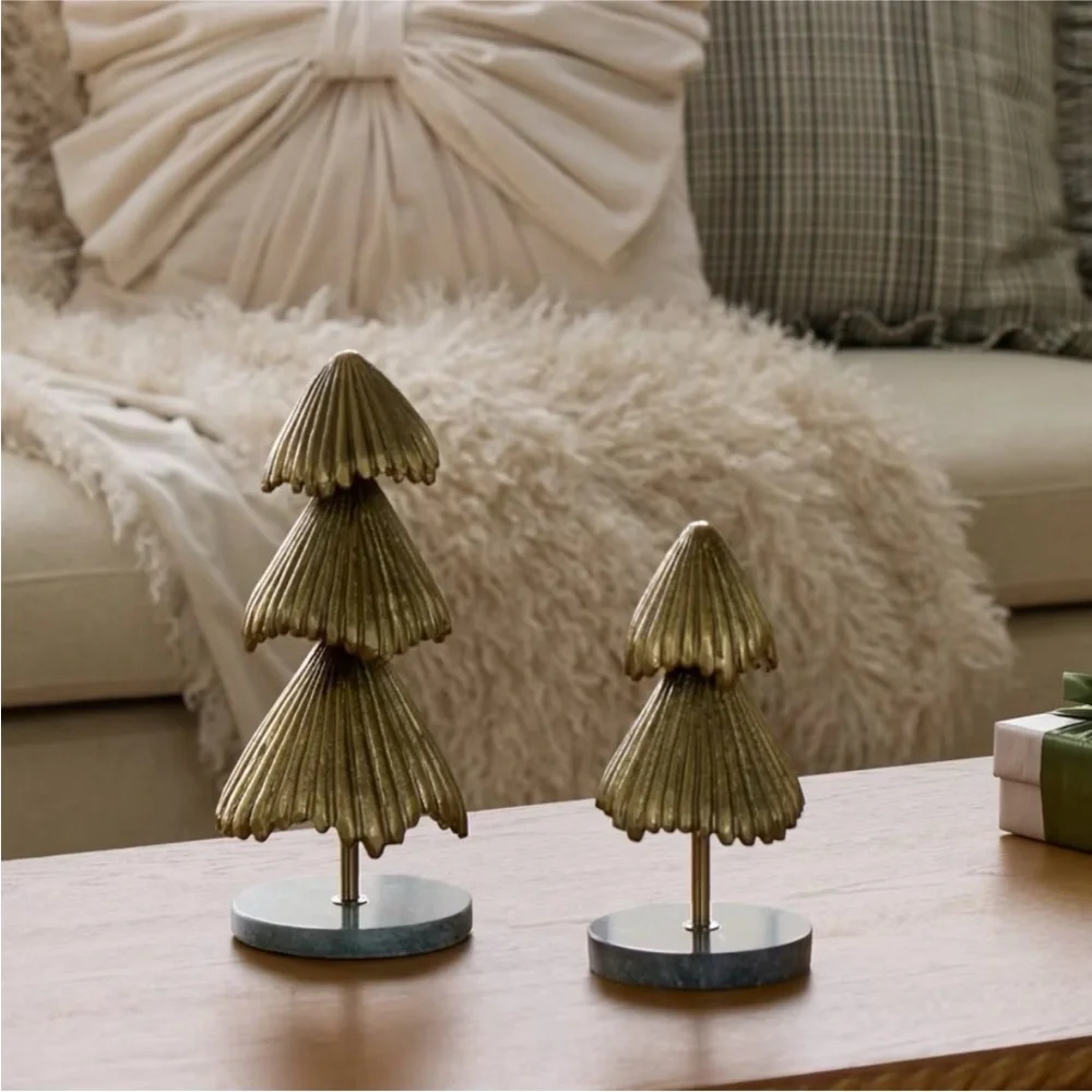 Metal Christmas Trees with Marble Base Gold Lg & Sm - Threshold Studio McGee